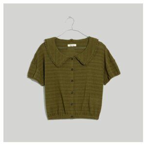 Madewell Ruffle-Collared Crop Top Green XXS